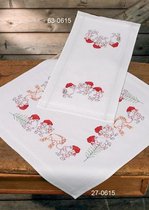 Voorbedrukt tafelkleed kerst elfen in platsteek 80x80 cm van Permin 27-0615