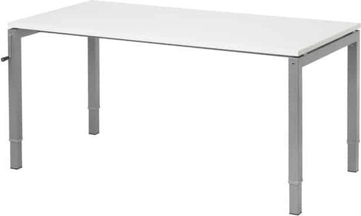 ABC Kantoormeubelen 4 poots slinger verstelbaar bureau zit/zit Kubus breed 160CM diep 80CM bladkleur Licht Eiken framekleur Zwart (RAL9005) Zwart (RAL9005)/Licht Eiken