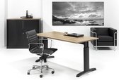 Hoogte verstelbaar bureau T- Poot Work breed 160CM diep 80CM bladkleur Ahorn framekleur Wit (RAL9010)