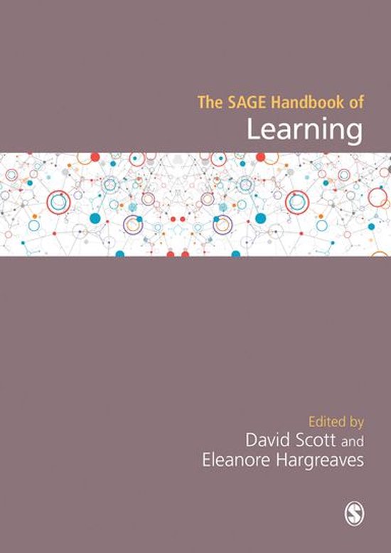 De SAGE Handbook of Learning, bewerkt door David Scott en Eleanore Hargreaves, met een decoratief patroon van cirkels en verbindingen.