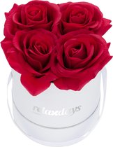 Relaxdays flowerbox - rozenbox - box - 4 kunstrozen - bloemenboeket - decoratie - rood