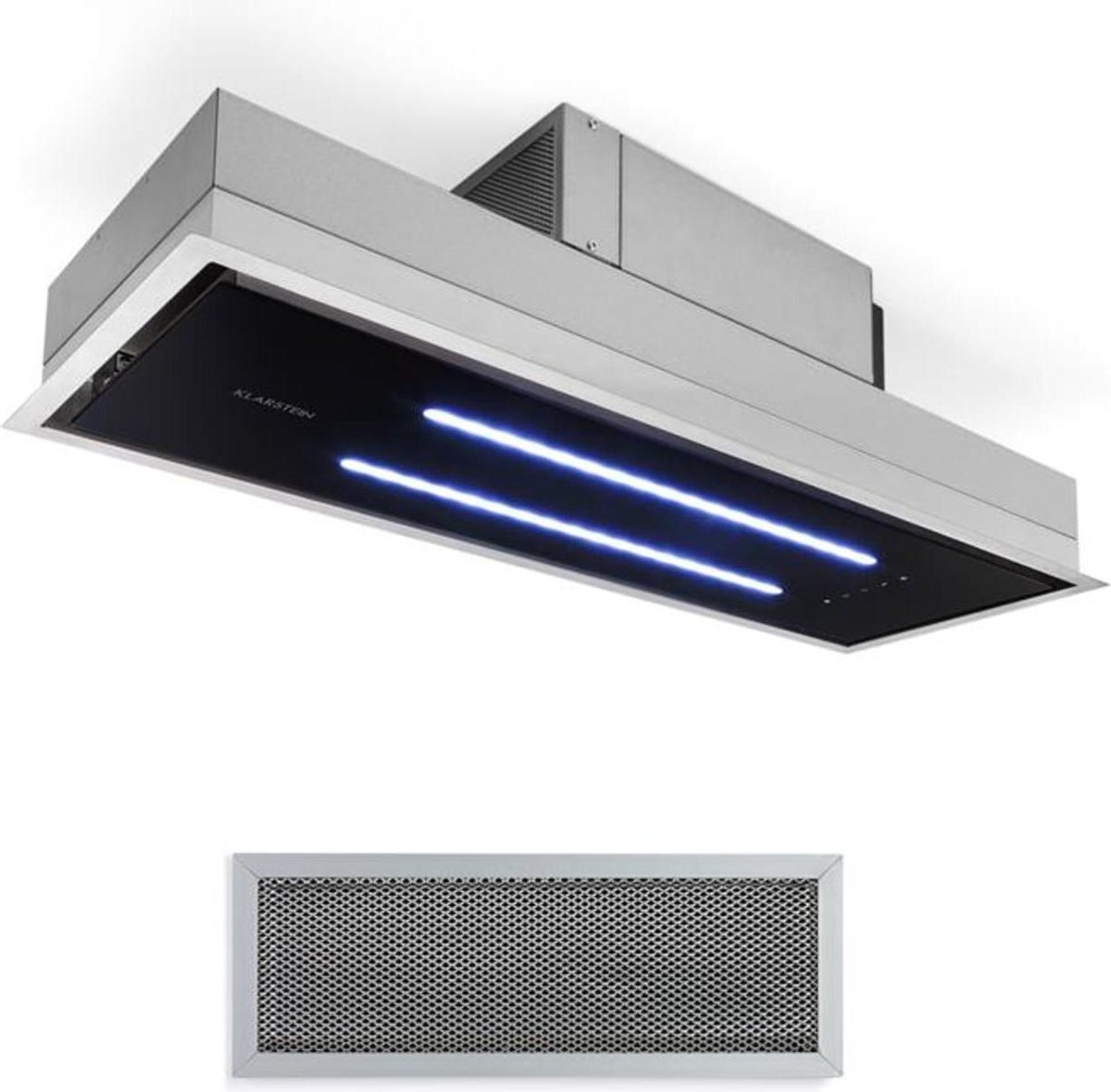 Klarstein High Line Plafond Afzuigkap - 77cm Breed - 410 M3/H - 75W - 3 Standen - Afstandsbediening - Zwart