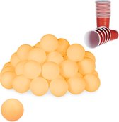 relaxdays balles de bière-pong - balles de ping-pong orange - 38 mm - balles de tennis de table 48 pièces