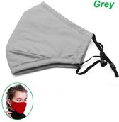 Mondkapje 1 stuk Herbruikbaar gezichtsmasker wasbaar en verstelbaar gezichtsmasker - Unisex (grijs)