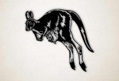 Wanddecoratie - Kangoeroe met baby - S - 45x49cm - Zwart - muurdecoratie - Line Art