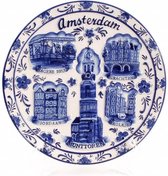 Delfts Blauw Embossed Bord 20 Cm Amsterdam - Souvenir