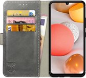 Rosso Element Book Case Wallet Hoesje Geschikt voor Samsung Galaxy A42 | Portemonnee | 3 Pasjes | Magneetsluiting | Stand Functie | Grijs