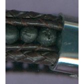 Twice As Nice Armband in edelstaal, leder en lava natuursteen 21 cm