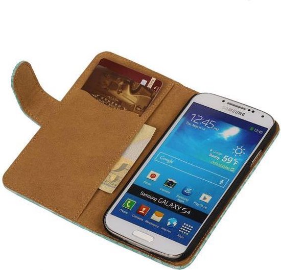 Snake Bookstyle Wallet Case Hoesje - Geschikt voor Samsung Galaxy Core i8260 Turquoise