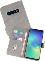 Hoesje Geschikt voor de Samsung Galaxy S10 Plus - Kaarthouder Book Case Telefoonhoesje - Grijs