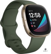Strap-it Siliconen smartwatch bandje - geschikt voor Fitbit Sense / Sense 2 / Versa 3 / Versa 4 - legergroen - Maat: Maat L
