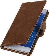 Wicked Narwal | Bark bookstyle / book case/ wallet case Hoes voor sony Xperia Z4 Z3+ Bruin