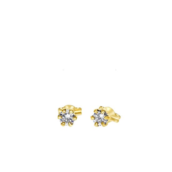 Lucardi - Clous d'oreilles en or jaune 14 carats avec zircone
