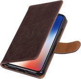 Wicked Narwal | Premium TPU PU Leder bookstyle / book case/ wallet case voor iPhone X Mocca