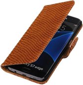 Wicked Narwal | Snake bookstyle / book case/ wallet case Hoes voor Samsung Galaxy S7 Edge G935F Bruin