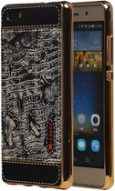Wicked Narwal | M-Cases Croco Design backcover hoes voor Huawei P8 Lite Zwart