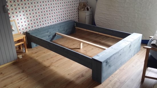 binding Voordracht halfrond Twee persoons Bed "Low" van Antraciet Wash steigerhout tweepersoonsbed  180x200cm | bol.com