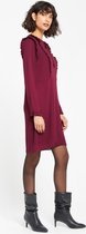 LOLALIZA Mini jurk met franjes en lange mouwen - Bordeaux - Maat 34