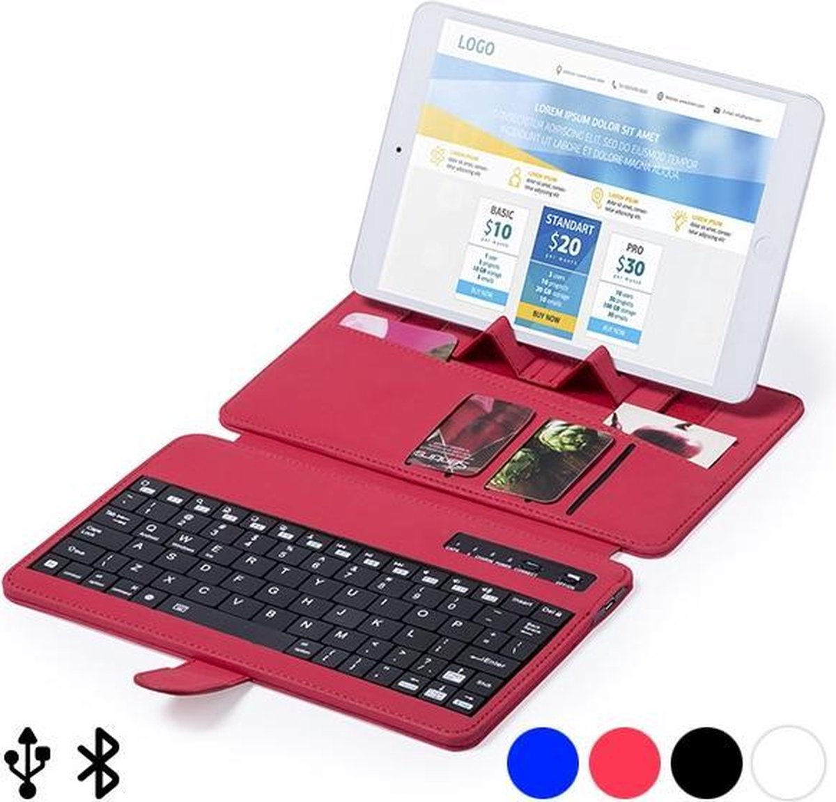 Bluetooth Toetsenbord met Ondersteuning voor Mobiel Apparaat - Blauw