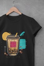 Boba Milk Tea T-Shirt - ZWART - Melk Thee Tapioca Asian Drank Food Lover Bubble | Maat L
