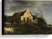 Canvas  - Oude Meesters - Boerenhuis in duinlandschap, Jacob Isaacksz v Ruisdael - 40x30cm Foto op Canvas Schilderij (Wanddecoratie op Canvas)