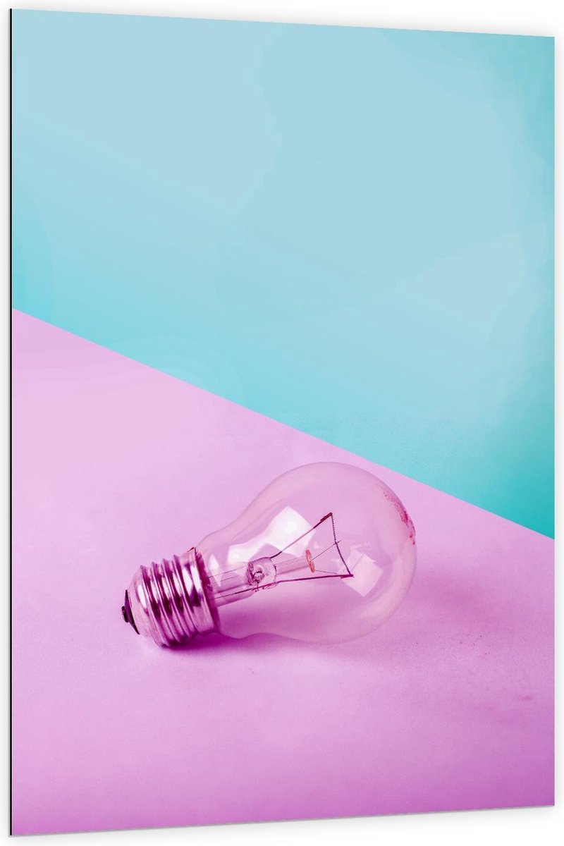 Dibond - Paarse Gloeilamp - 100x150cm Foto op Aluminium (Wanddecoratie van metaal)