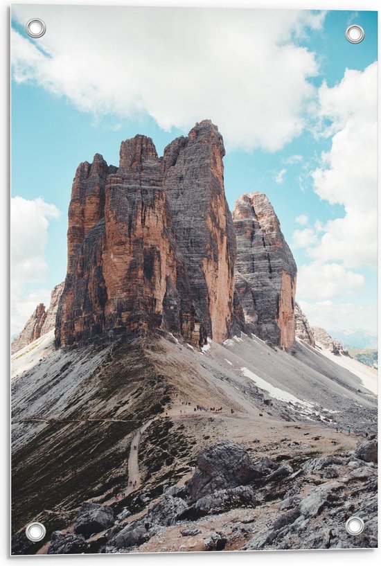 Tuinposter – Three Peaks Nature Park - Italy - 40x60cm Foto op Tuinposter  (wanddecoratie voor buiten en binnen)