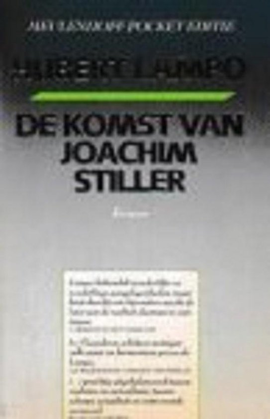 Couverture de livre avec le titre 'De komst van Joachim Stiller' en grosses lettres.