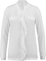 Signe nature semi transparante soepele witte blouse materiaalmix - Maat 36