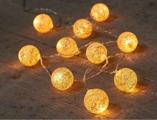 Verlichting goud lichtsnoer 10 balletjes op batterijen -... | bol.com