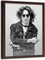 Foto in frame , John Lennon , Legende , 70x100cm , zwart wit , wanddecoratie