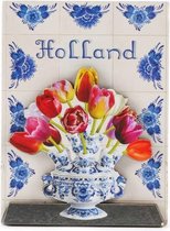 Magneet 2D MDF Tegeltableau Tulpen Holland - Souvenir