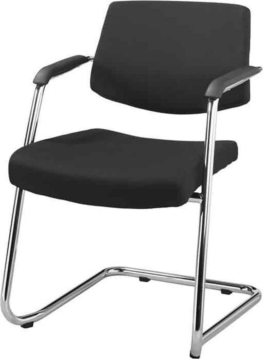 Vergaderstoel lage rug Elan in zwart stof met chrome frame