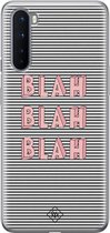 OnePlus Nord hoesje siliconen - Blah blah blah | OnePlus Nord case | blauw | TPU backcover transparant
