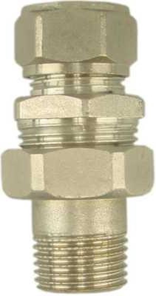 Sub radiatorkoppeling 3-delig 1/2 x 15 mm knel recht, messing