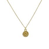 Lucardi - 14 Karaat geelgouden ketting&hanger munt