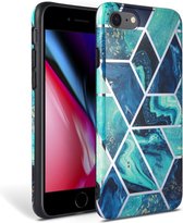 Fonu Marmer Backcase hoesje iPhone SE 2020 - 8 - 7 Blauw
