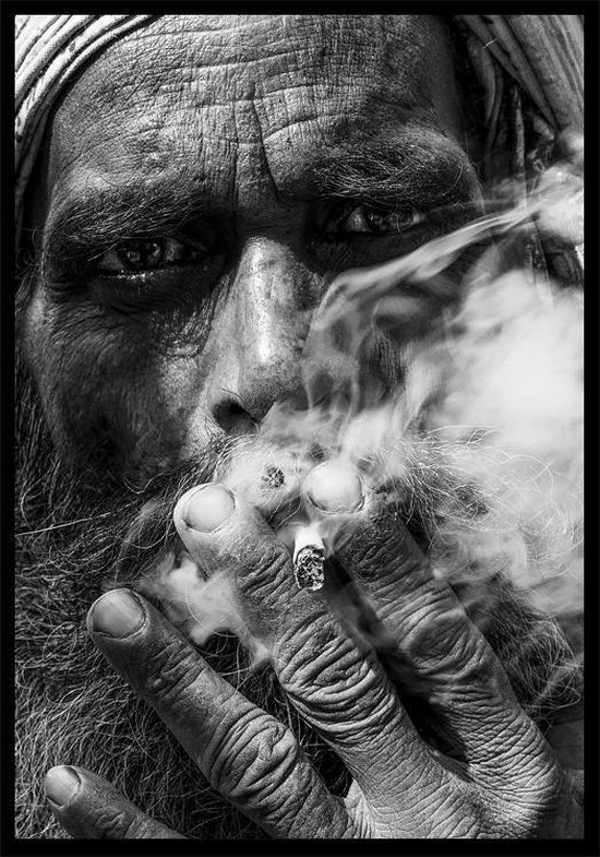 Smoking Guy A2 zwart wit poster