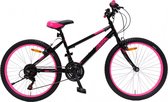 Amigo Power - Mountainbike 24 inch - Voor meisjes - Met 21 versnellingen - Zwart/Roze