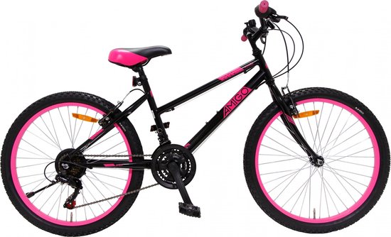Amigo Power - Mountainbike 24 inch - Voor meisjes - Met 21 versnellingen -  Zwart/Roze | bol.com
