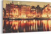 Schilderij - Prachtige nacht in Amsterdam — 90x60 cm