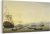 Schilderij - Krijgsraad aan boord van de 'Queen Charlotte' van Lord Exmouth voor het bombardement op Algiers — 90x60 cm