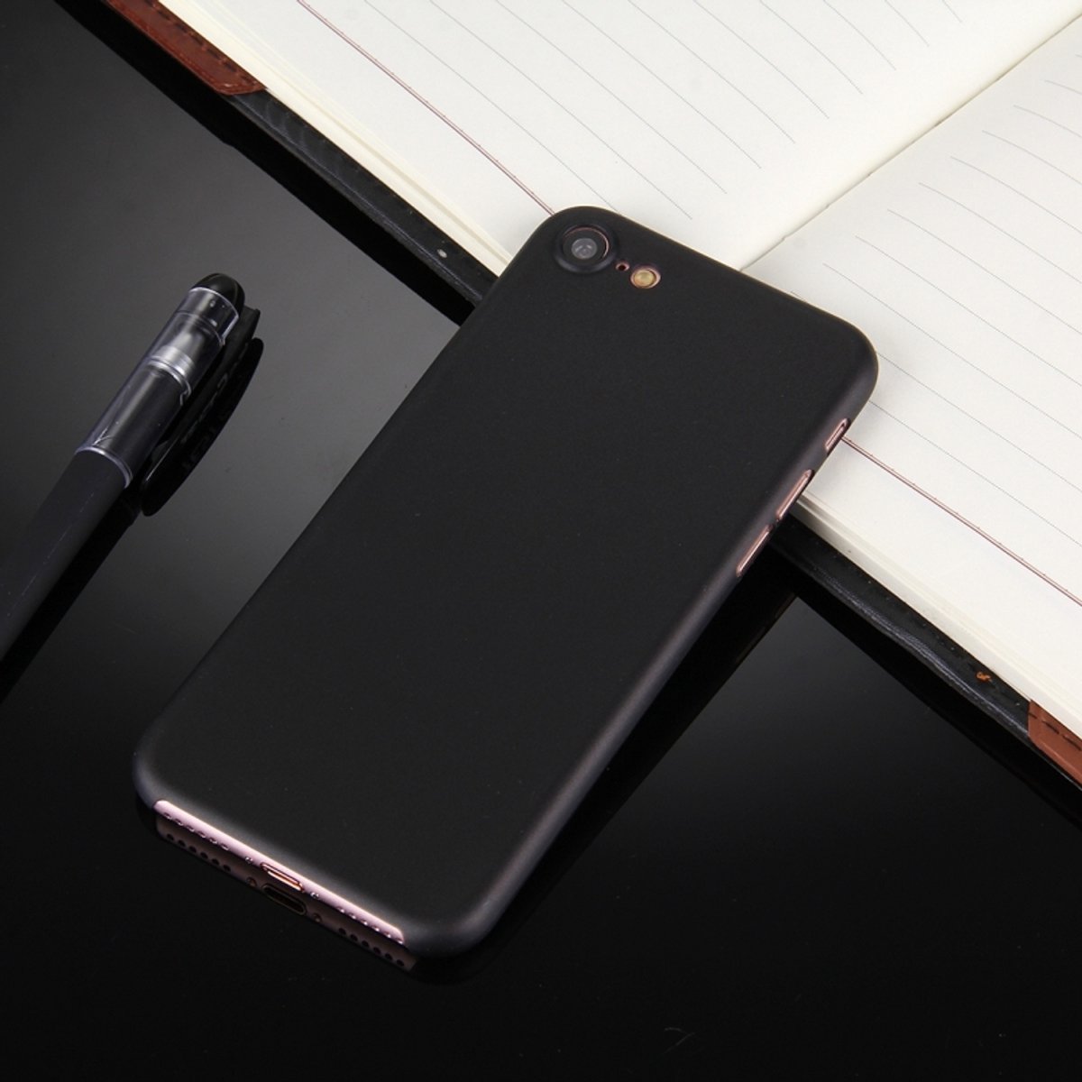 Let op type!! For iPhone 8 & 7 Ultrathin Superlight Transparent PP Protective Case(Black)