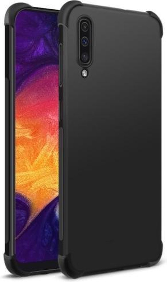 Shockproof Soft TPU hoesje zwart Silicone Case Geschikt voor: Samsung Galaxy A50