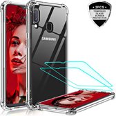 Anti-Shock silicone hoesje met 2 Pack Tempered glas Screen Protector Geschikt voor: Samsung Galaxy A20E