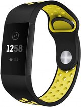Charge 3 & 4 Sport Band - Maat ML - Zwart Geel - Geschikt Voor Fitbit - Horlogeband - Armband - Polsband