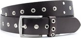 Thimbly Belts Zwarte punky jeansriem - heren en dames riem - 4 cm breed - Zwart - Echt Leer - Taille: 100cm - Totale lengte riem: 115cm