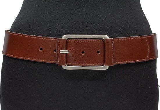 JV Belts Dames heupriem rood bruin - dames riem - 4.5 cm breed - Rood Bruin - Echt Leer - Taille: 85cm - Totale lengte riem: 100cm