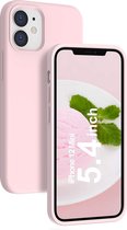 iPhone 12 Mini Hoesje - Nano siliconen Backcover - Soft TPU case met microvezel - Licht Rose