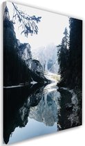 Schilderij Kalmte in de bergen, 2 maten, grijs/blauw, Premium print